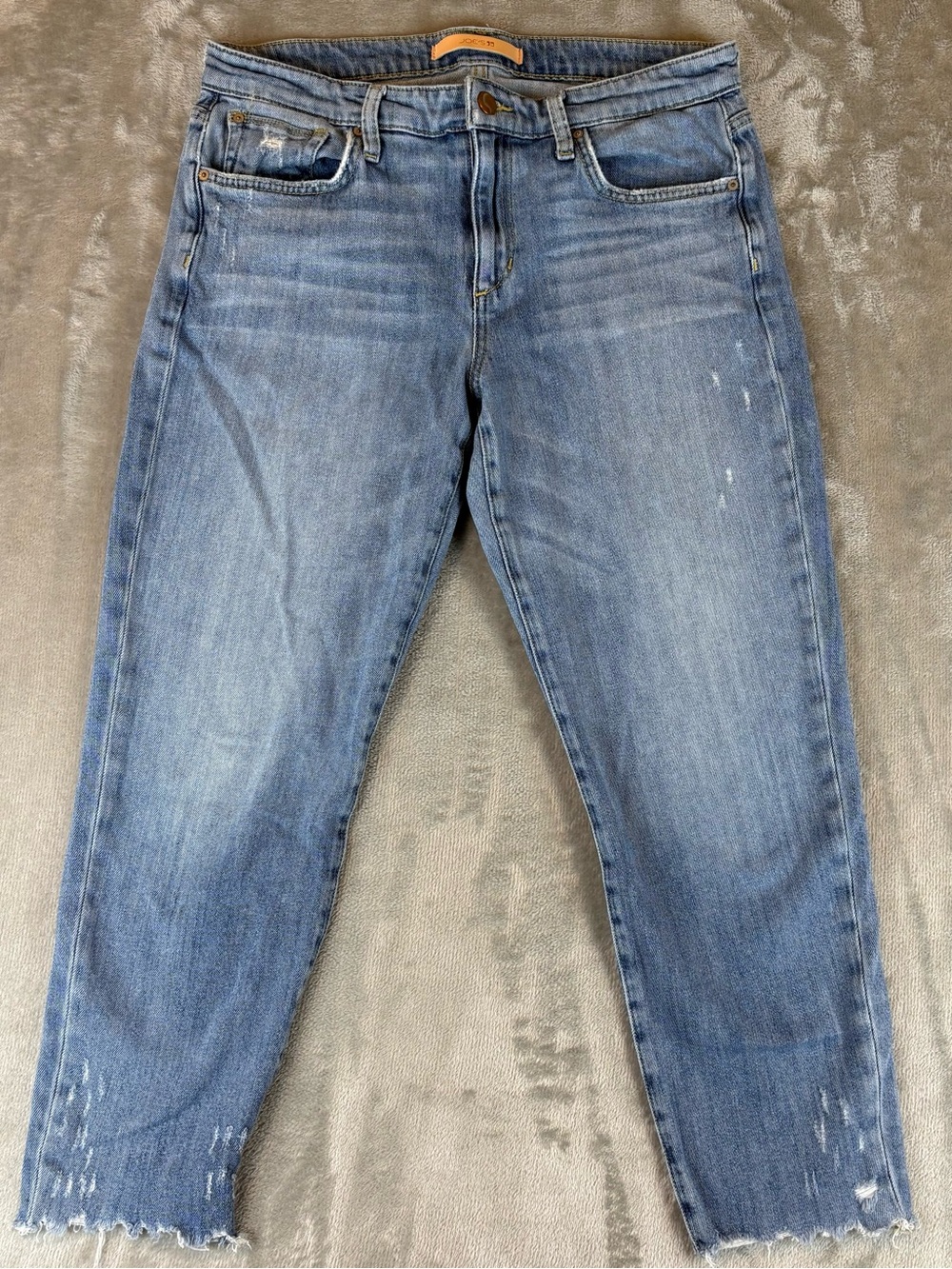 Joe's Jeans The Smith Mid-Rise Straight Crop Denim Jeans Distressed Raw Hem 29